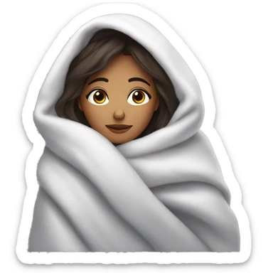 cozy brunette girl wrapped in blanket eyes closed eyelashes sticker