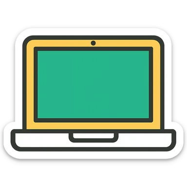 laptop, minimalistic, green gold and white color scheme, clean lines sticker