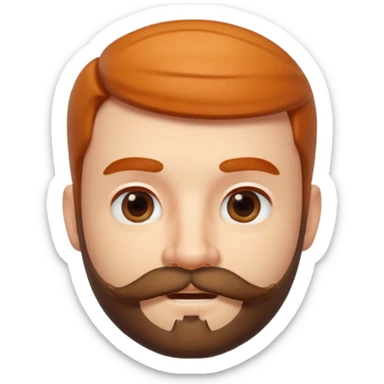 A 3D cartoon male face with short beard and mustache resembling whiskers, friendly expression, warm light, realistic Memoji-style texture. sticker