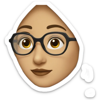 A hijabi girl with light skin and black eyes wearing black hexagon shaped glasses sticker