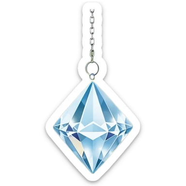 Hanging crystal diamond shape suncatcher with a long metal chain and embedded crystal connectors  sticker