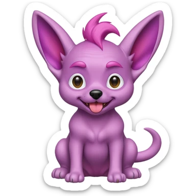 alien dog purple with pink hair very big folded ear and panting sticker