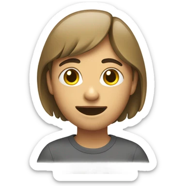 youth with speech bubble "new" sticker