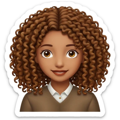 Brown skin girl with curly roots straight ends sticker