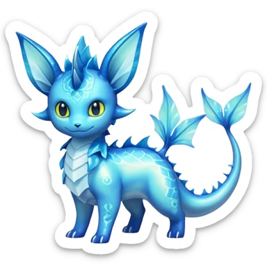 Shiny Nebulae Lumineon-Vaporeon-Amaura-Dragonair-Fakémon-hybrid-creature (full body)  sticker