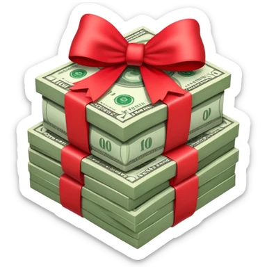 Money with bow sticker