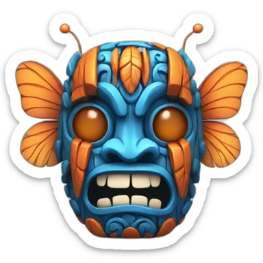 Tiki with colors blue and orange-butterfly-tornade sticker