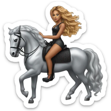 Beyonce on a silver horse sticker