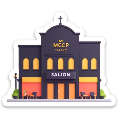 partly pink stylish beauty salon building sticker