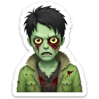 crie um emoji de zumbi homen de cabelo preto bagunçado assim🧟 sticker