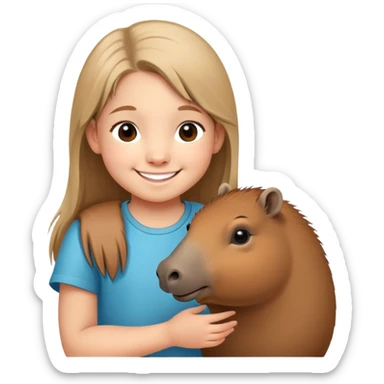 Create emoji with capibara and 10 years old girl sticker
