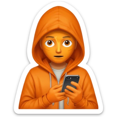 hooded-on-their-phone-making-money orange skin sticker