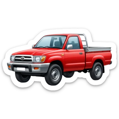 Red 1999 hilux with a full steel tray sticker