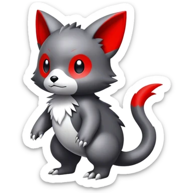 Cute cool black red white grey animal hybrid Fakemon full body sticker