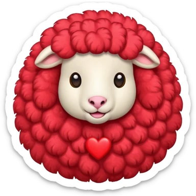 make an emoji with a red sheep. but make a sheep with a heart. but make it more animated like from animated movie and make it different from sheep you’ve made before  sticker