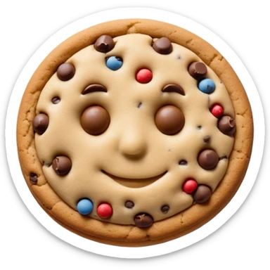 {
    "type": "object",
    "look": "chocolate chip cookie man, round chips, baked surface, front view",
    "description": "a cookie man made of chocolate chip dough, with visible chips and soft edges"
  } sticker