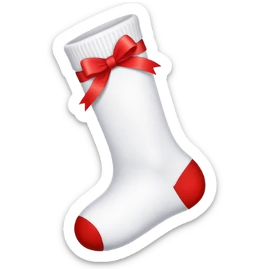 A white sock with a red ribbon sticker