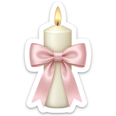 make a white candle with a light pink ribbon bow sticker