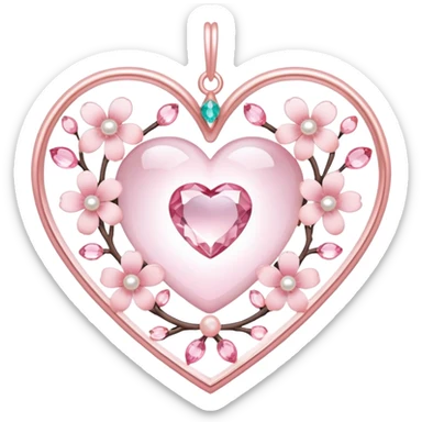 Sakura flower heart Cœur pastel suncatchers gemstones beadspearls crystals  sticker