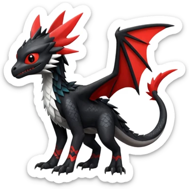 Shiny Red And Black Colorful Toothless-Trico-Silvally-Fakémon-hybrid-creature (full body)  sticker