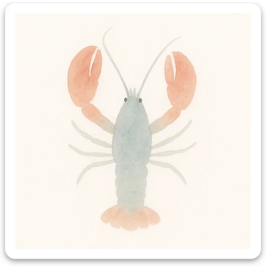 a lobster, watercolor art style, delicate brush strokes, soft colors sticker