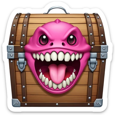 treasure chest monster mimic with sharp teeth and long tongue sticker