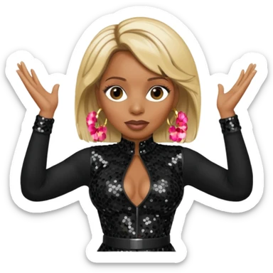 Mary J Blige with blonde hair, black sequin outfit sticker