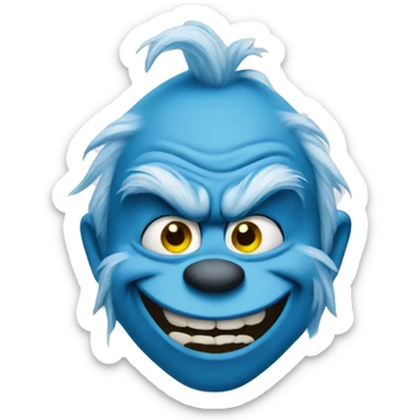Blue grinch smirking  sticker