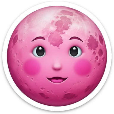 a pink full moon without the facial features sticker