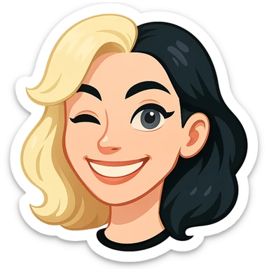 Edit the image in the style of a Telegram sticker. Adjust the facial expression so that the upper row of teeth covers the mouth and the tongue is not visible from below. Remove the outline completely from the edges. Keep the head with hair, blue eyes, pale skin, and nose piercing. No background. sticker