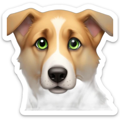 A cute german shepherd with green eyes and a cute beagle with very bright blue sticker