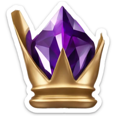 sculpture crown with a geometric faceted design. The crown is sparkling and standing upright on a base with angular and baroque features. The vibrant midtone subtlety of dark purples highlights the sharp edges and planes.  sticker