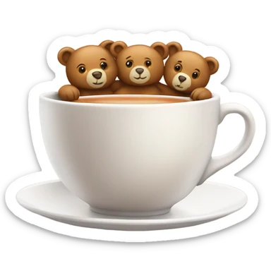 Cup of tea with teddy bears  sticker