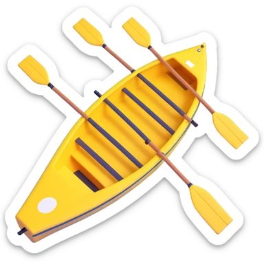yellow eight-person Olympic rowing boat, top view sticker