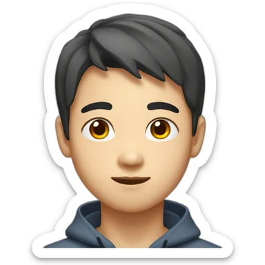 Young Asian male, square face, small eyes sticker