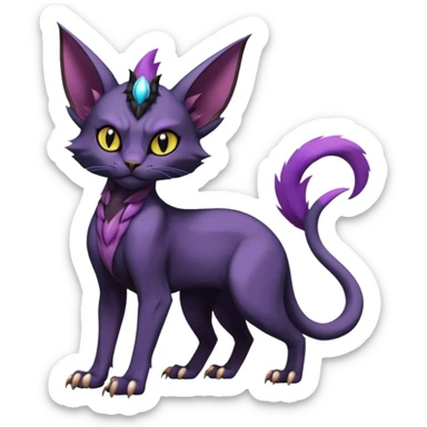 Black edgy Noivern-Noibat-Purloin-Sphynx-Lykoi-Caracal-cat-Fakemon-fusion-hybrid-creature sticker