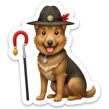 berger allemand debout avec un chapeau sticker