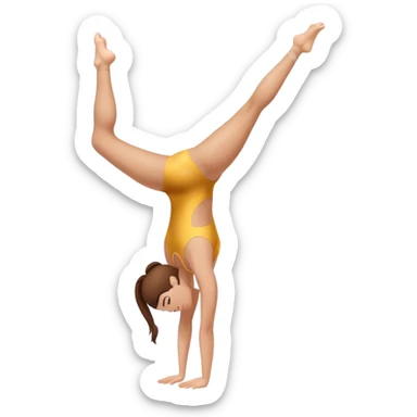 White girl, brownhair gymnast doing handstand sticker