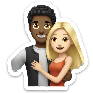 Blonde girl happy and celebrated with boyfriend with black hair  sticker