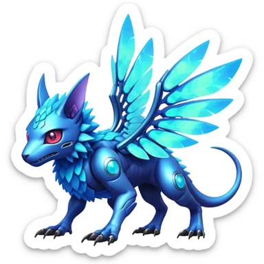  exotic colorful futuristic modern cyber-Fakémon-Digimon-Trico-Vernid-creature sticker