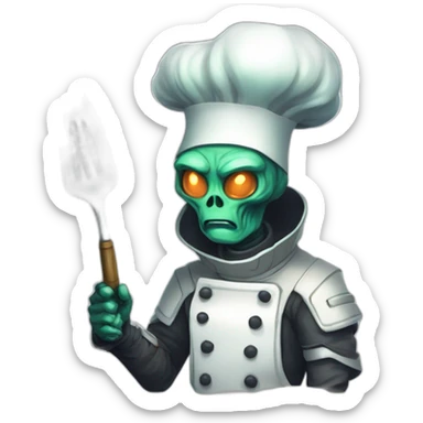 alien chef scifi roguelike rpg style inspired by slay the spire digital art sticker