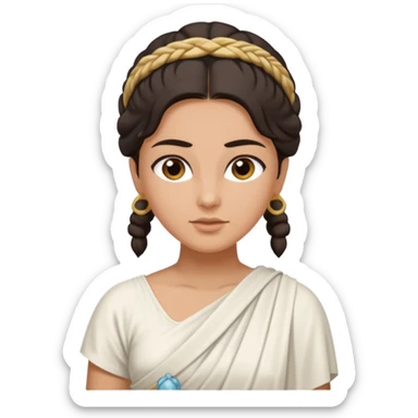 ancient greek woman with dark hair tied back sticker