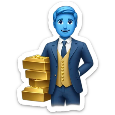 Posh-man-with-blue-suit-offering-goldbar sticker