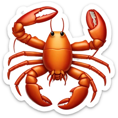 cooked red lobster served on a plate, with a focus on its claws and tail, vibrant and appetizing.” sticker
