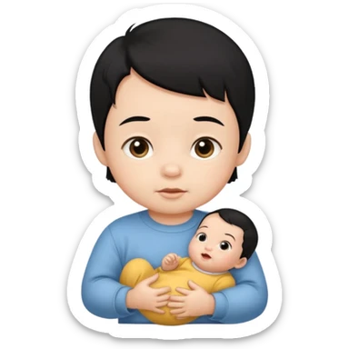 black hair infant 1year old sticker