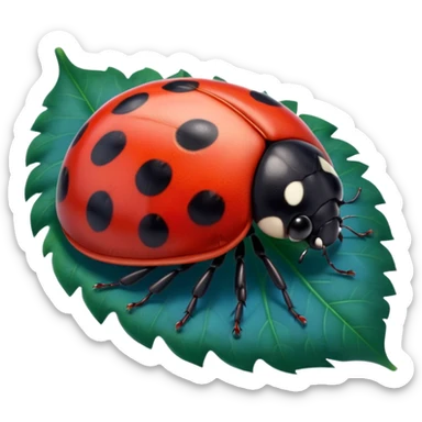  cute BLUE lady bug on leaf sticker