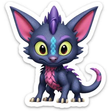 Spyro-Sergal-Toothless-Stitch-Lykoi-Pokémon-Fakémon-creature-hybrid sticker
