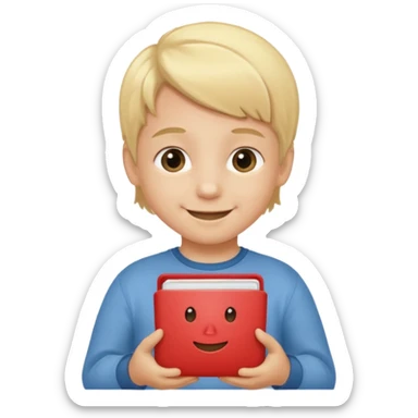 A Lil kid holding 6 7 sticker