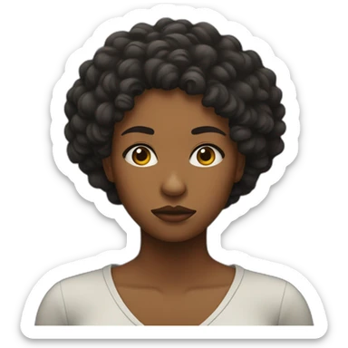black woman upset and frowning curly hair sticker
