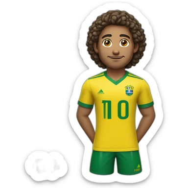 Chico con cabello corto rizado amarillo y color de piel Moreno con camisa número 10 de fútbol brasileño  sticker